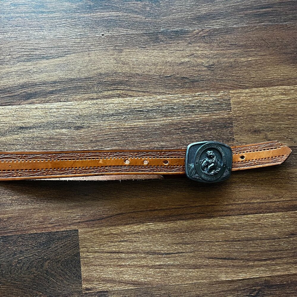 Leather Belt with Belt Buckle Rocky Mountain Conservation Fund